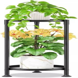 iDavosic.ly 2단 식물 스탠드 실내 10인치 와이드 트레이 층별 코너 메탈 야외 꽃 진열대 파티오 현관