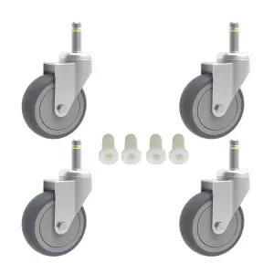 릴리드리 2인치 회전식 스템 캐스터 7/16인치 직경 고무 휠 웨버 그릴 샵 빈 공간용 열가소성 TPR 교체 -