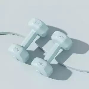 육각 덤벨 소형 아령 1kg 2개 블루근력운동 헬스장 기구 고무 국산 홈트 레이닝 집에서하기