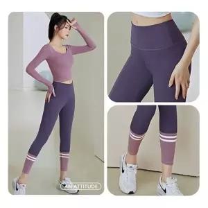 요가 필라테스 홈트 예쁜 투톤 니삭스 스포츠 레깅스 (HSJ-WBD8602