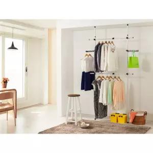 업그레이드 행거 2단폴 스탠드 옷정리 옷방 원룸 고정식 드레스 걸이 고정형