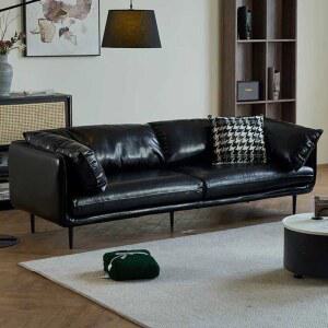 폭좁은쇼파 블랙 유광 2인용 카페 3인용 가죽쇼파 매장