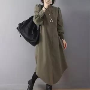 에네로 여성정장원피스 가을 언발 퍼프 패션 얇은 트렌치 레이어드 긴팔 원피스 UNO3