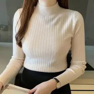 [옷은날개] 하프 터틀넥 여자 골지 긴팔 니트