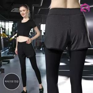 여성 9부 웜 레이어드 레깅스운동 헬스 검정 블랙 트레이닝 여자 스포츠
