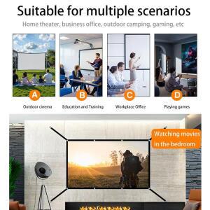 걸이형 홀더 확장형 프로젝션 스크린 72인치. 휴대용 호환 HD 프로젝터에 호환한