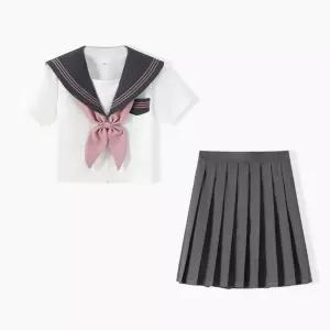 반팔 세라복 세트 그레이 일본교복 스쿨룩 졸업사진컨셉 코스프레 졸사컨셉 세라복 의상 예쁜교복 여자교복