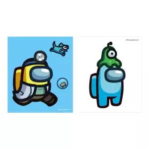 어몽어스 블루 앤 에일리언 보석십자수 스티커 9.5x11cm