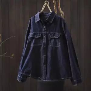 마르소 데님 빈티지 싱글 블레이저 셔츠 칼라 여성데님셔츠 무지 UNO1