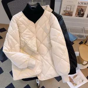 여성 라이트 패딩 노카라 퀼팅 자켓가을 경량 얇은