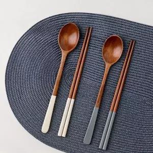 젓가락 옻칠 한식 모던 수저 우드 2인 숟가락 신혼 내구수저세트