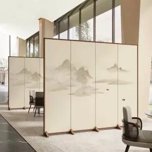 병풍 추석 차례 납골당 4도어 명절 산수화 미니 제사 수묵화