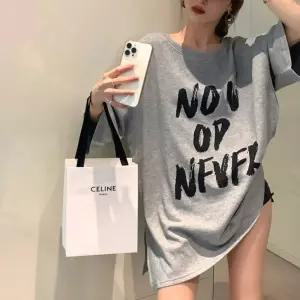 G126898_레터링나염 롱 박시 반팔 티셔츠라운드 프린트 예쁜 패션 여성 여름