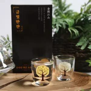 금빛한잔 돈나무 변색 소주 술잔 선물 세트 2P 변하는 변온 신혼부부 집들이예쁜소주 특이한소주 술세트 인