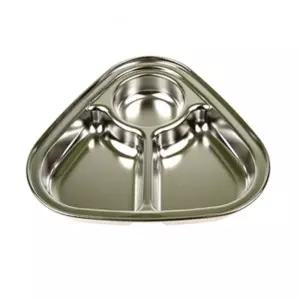 스테인레스 간식 쟁반 삼각 식판 3칸 스텐 배다이어트식 어린이 전자레인지 급식 아기 이유식 성인 어린이