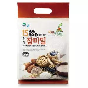 맛있는 국산 15곡이들어간건강참마밀 960g영양분말 선물용분 분가루 마가루 마분 사무실차 가정용차 선식
