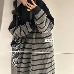 G126477_오버핏 단가라 박시 니트원피스스트라이프 루즈 빅사이즈 겨울 긴팔 봄가을 따뜻한 롱니트