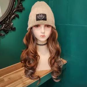 비니 긴머리 웨이브 브릿지 일체형 가발탈색 긴웨이브 롱헤어 긴가 모자 니트