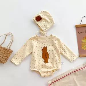 땡땡이곰 긴팔 바디슈트 보넷세트 304465신생아우주복 아기 유아 예쁜 귀여운