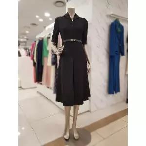 [하프클럽/] 세이브존01 브이넥 5부소매 벨티드 플레어 원피스 MZBGWO3960_A