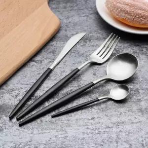 프리미엄 모던 커트러 4종세(블랙)커트러 고급수저 스텐 스테인스 레스 숟가락 셋트 스푼 포크 양식기 커러