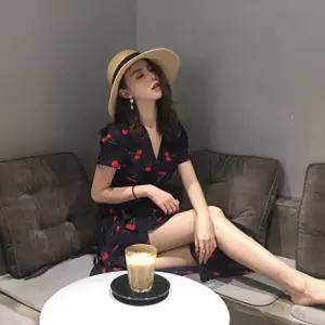 랩 스타일 프릴 데일리 여성 캐주얼 원피스 봄 봄원피스 랩원피스 브이넥 큐티 룩 롱원피스