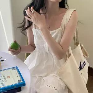 데이트룩 나들이 일상 물결 수술 나시 블라우스봄셔츠 오피스 데일리여성 민소매 오프숄더 서스펜더 자수