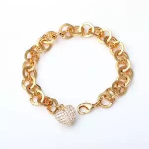 14KGP 메리 골드 큐빅 하트 체인 팔찌