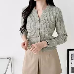 여성 다양한 색상 꽈배기 패턴 하프 케이블 긴팔 가디건레이스 가을티셔츠 얇은 니트 숏가디건 카디건 봄가
