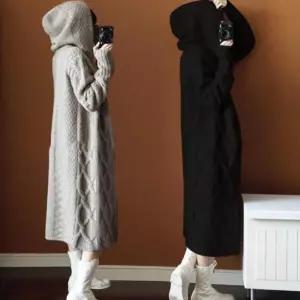 여성 캐주얼 디자인 꽈배기 패턴 롱 후드 가디건니트 봄가디건 브이넥 루즈핏 여자 가을원피스 남자 라운드