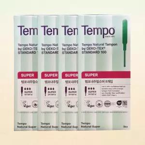 템포 내추럴 순면 X 4팩 탐폰 슈퍼 8p 동아제약 유기농생리대 삽입형생리대