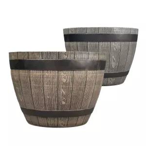 피클레온 텍스쳐 스타일 오크통 화분 대 37x27cm 인테리어 소품 정원 꾸미기 장식 디자인 실내 식물