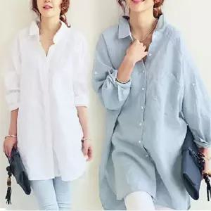 G126953 앞뒤 단추 루즈핏 롱셔츠 여자 남방