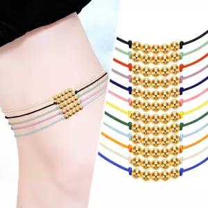 [골드피아] 14K 3mm 골든 5볼 실 팔찌/발찌