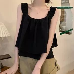 여자 여름 시원한 프릴나시 블라우스 A라인 크롭셔츠(HSJ-WF963BD)