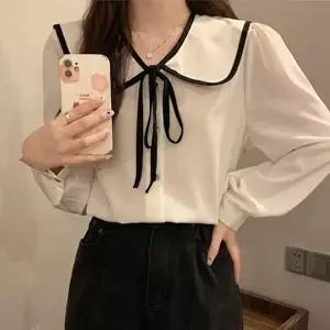 여자 소개팅 결혼식 하객 룩 카라 리본 블라우스 코디(HSJ-WFH78EC)