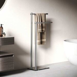 욕실 수건걸이 스탠드형 북유럽 더블폴 거치대 검은 호텔 인테리어 대리석 건그레이