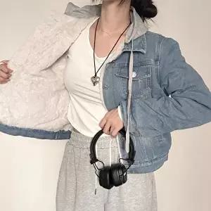 부드러운 털안감 여자 후드 데님자켓 캐주얼 청자켓 (HSJ-WFG7ZD7)