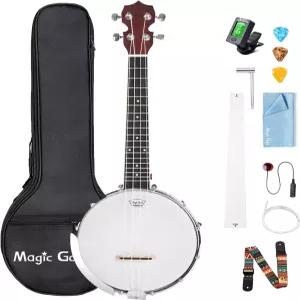 매직 골드 밴졸레 콘서트 23인치 4현 밴조 우쿨렐레 팔걸이 포함 초급 키트 우케