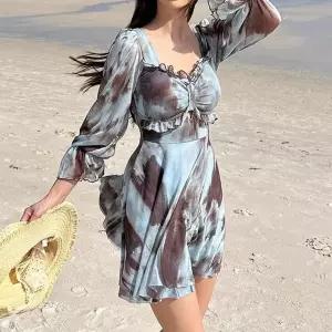 코코비치 긴팔 수영복 원피스 여자 빅 사이즈호캉스 여름 여성 꽃무늬 엄마 호스