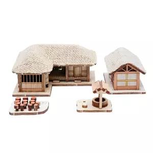 영공방 HO 초가 ㄱ자 4칸세트 (YM603)모형만들기 용품 조립 만들기키트 어린이용 즈용 만들기완구 나무 만