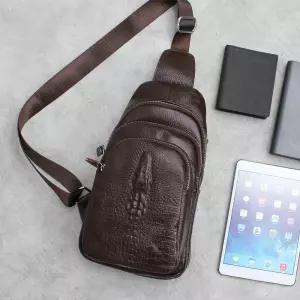 1612 천연소가죽 슬링백 메신져 크로커 가방남성 슬링 바디 웨이스트 여행 크로스 미니 여행용