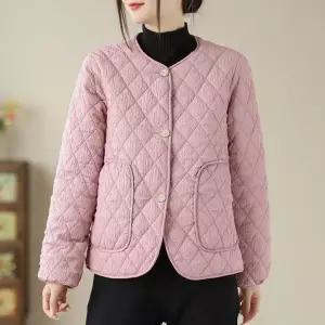 여성 버튼 포인트 노카라 누빔 퀼팅 재킷자켓 가을아우터 라패딩 경량패딩