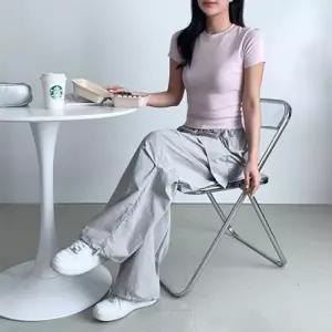 그레이 와이드 밴딩팬츠 루즈핏 썸머 데일리 꾸안꾸하의 편한바지 꾸안꾸룩 라이트 홈웨어 여성 이지 여름