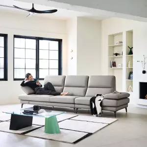 루체 3.5인 전체 천연가죽 소파