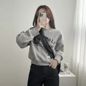 여성 데일리 레터링 라운드 크롭 맨투맨 긴팔티 -WTS0162- 봄 가을