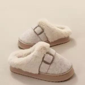 퍼안감 벨트 포인트 방한 슬리 DS-9036거실실내화 털화 사무실화 겨울슬리 털신