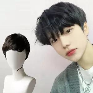 자연스러운 댄디 스타일 일체형 가발망 남성 통 앞머리가 단발 감쪽이 머리띠 남자정수리 여자 부분 인모