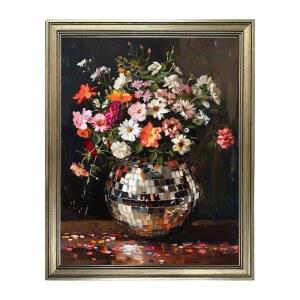 디스코 볼 벽 장식, 빈티지 액자 컬러풀 무디 플로럴 아트, 맥시멀리스트 펑키 플라워 부케 프린트 포스터, 레트로 절충주의 아트 페인팅