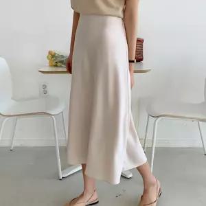어게인 제인 새틴롱스커트 하객룩 치마 미디플레어스커트 플리츠 A라인 원피스 하객